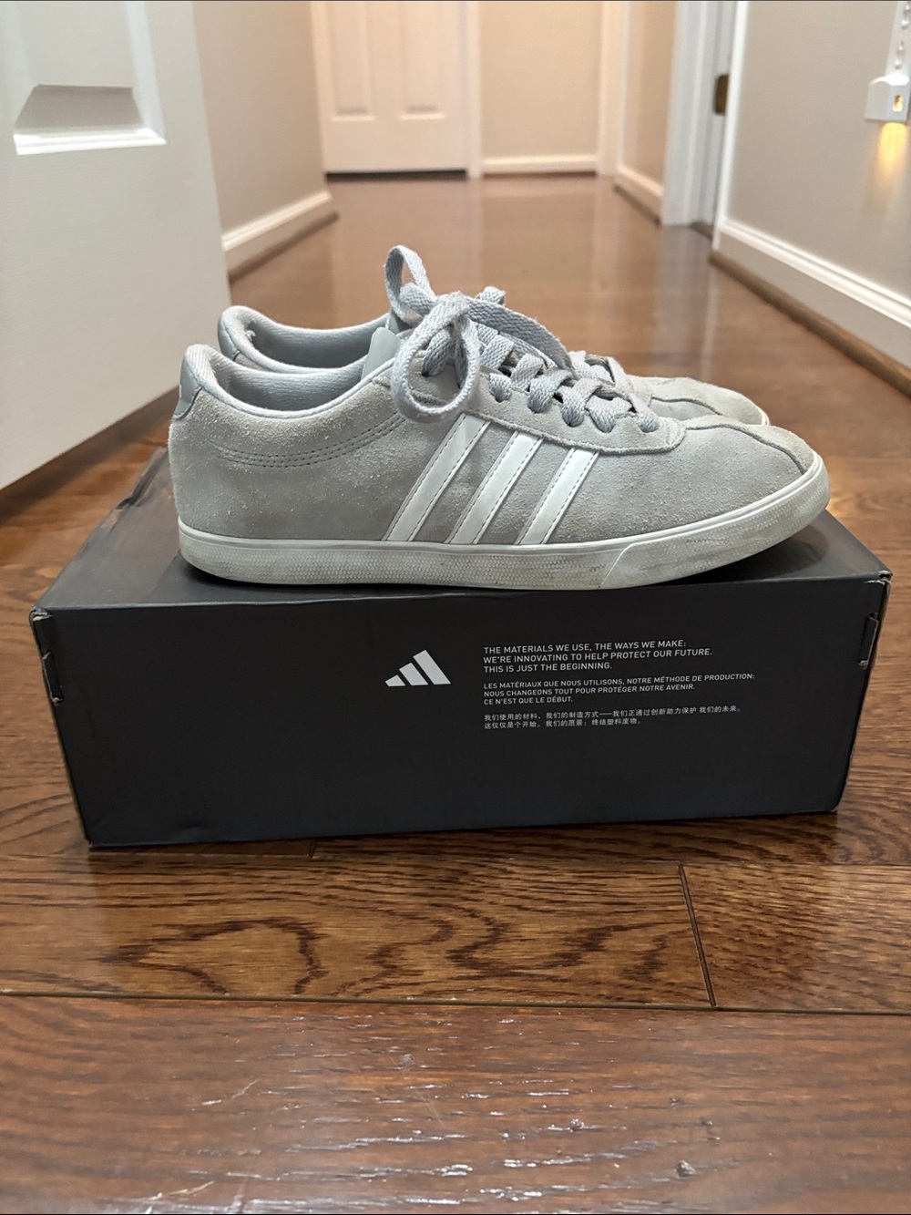 Women’s Casual Suede adidas Sneakers - Light Gray - Picture 3 of 7